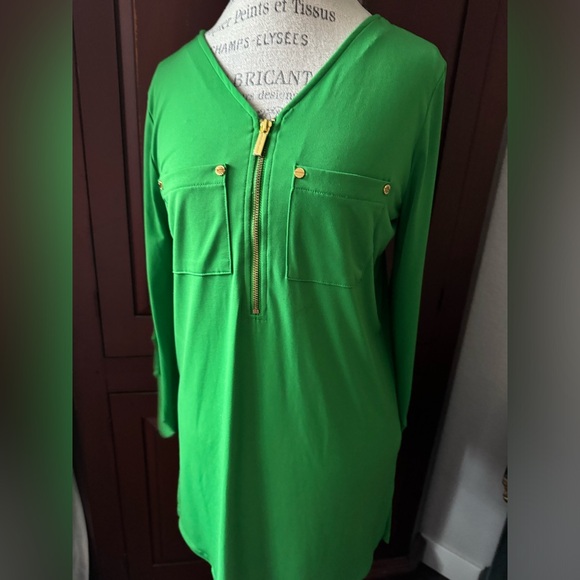 NWOT Michael Kors Green Medium 3/4 Sleeve Shirt - Picture 1 of 13